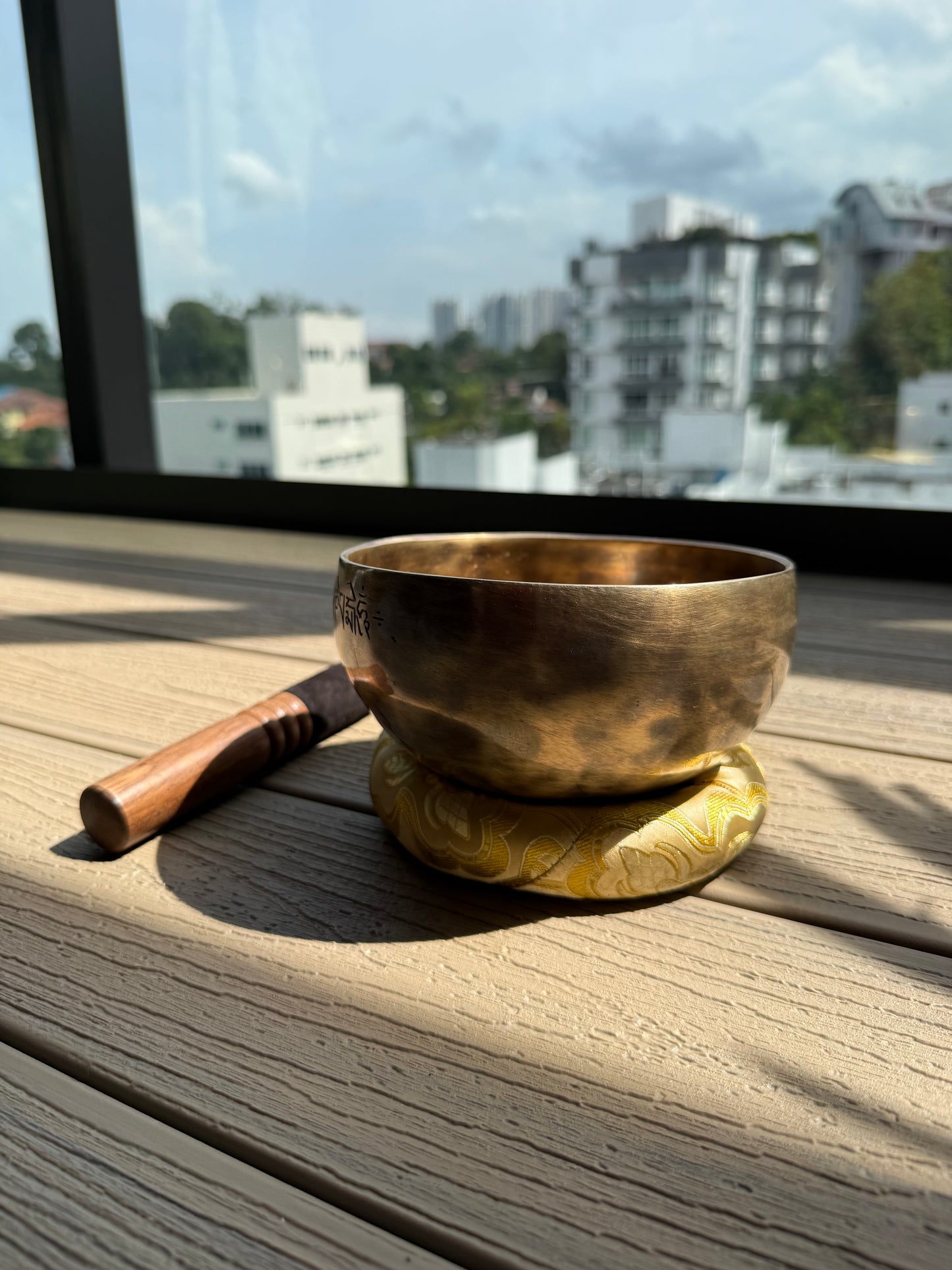 15cm Full Moon Mantra Handmade Singing Bowl